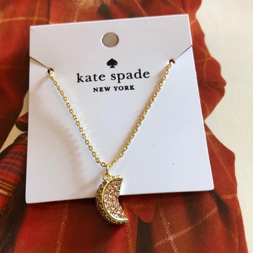 Authentic New on card. kate spade Gold-tone Necklace with Crystal grapefruit